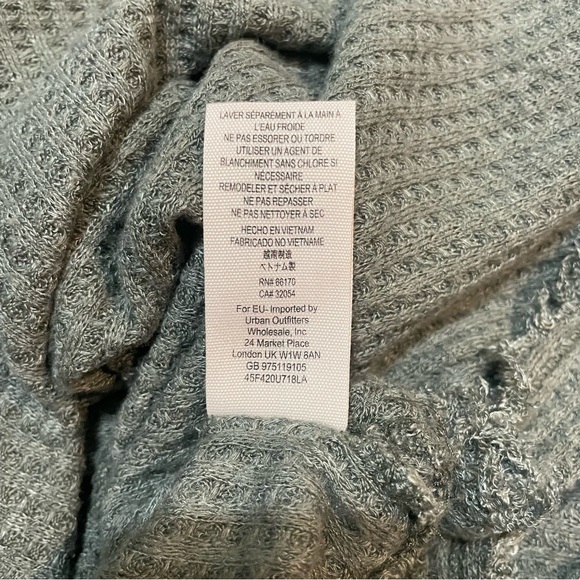 Free People Sunset Park Drippy Thermal Green S/M Oversized Waffle Knit Top - Picture 9 of 9